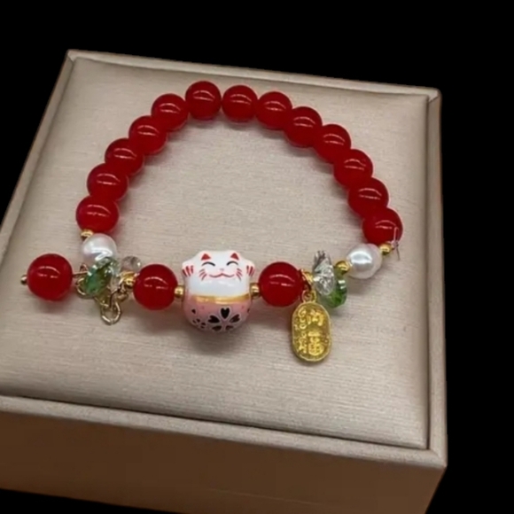 NEW Chinese Inspired Beaded Bracelet Lucky Cat - Picture 4 of 4